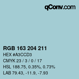 Farbcode: RGB 163 204 211 | qconv.com