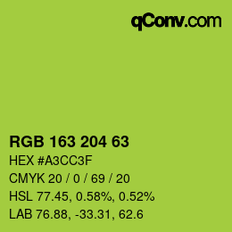 Color code: RGB 163 204 63 | qconv.com