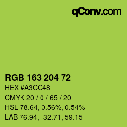 Color code: RGB 163 204 72 | qconv.com