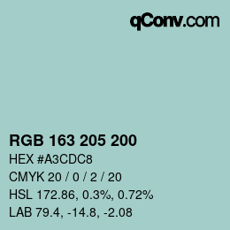 颜色代码: RGB 163 205 200 | qconv.com