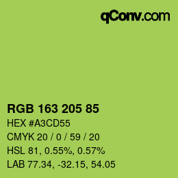 Color code: RGB 163 205 85 | qconv.com