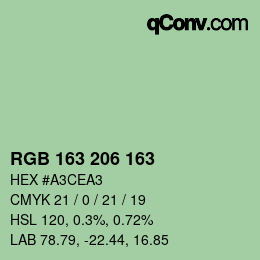 Color code: RGB 163 206 163 | qconv.com