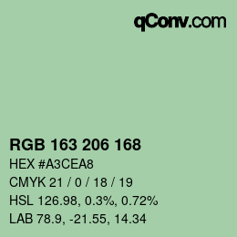 Color code: RGB 163 206 168 | qconv.com