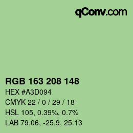 Color code: RGB 163 208 148 | qconv.com