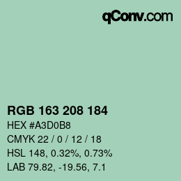 Color code: RGB 163 208 184 | qconv.com