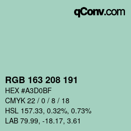 カラーコード: RGB 163 208 191 | qconv.com