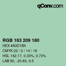 Color code: RGB 163 209 180 | qconv.com