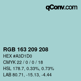 Color code: RGB 163 209 208 | qconv.com