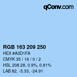 Color code: RGB 163 209 250 | qconv.com