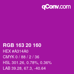 Color code: RGB 163 20 160 | qconv.com