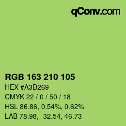 Color code: RGB 163 210 105 | qconv.com