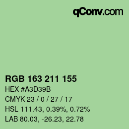 カラーコード: RGB 163 211 155 | qconv.com