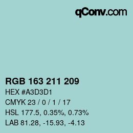 Color code: RGB 163 211 209 | qconv.com