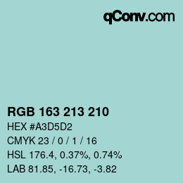 カラーコード: RGB 163 213 210 | qconv.com