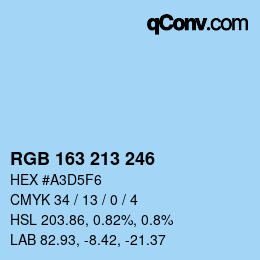 Código de color: RGB 163 213 246 | qconv.com