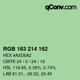 Color code: RGB 163 214 162 | qconv.com
