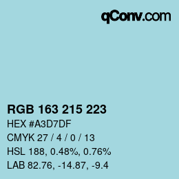 Color code: RGB 163 215 223 | qconv.com