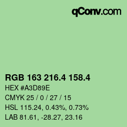 カラーコード: RGB 163 216.4 158.4 | qconv.com