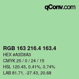 カラーコード: RGB 163 216.4 163.4 | qconv.com