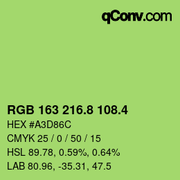 カラーコード: RGB 163 216.8 108.4 | qconv.com