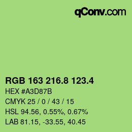 カラーコード: RGB 163 216.8 123.4 | qconv.com