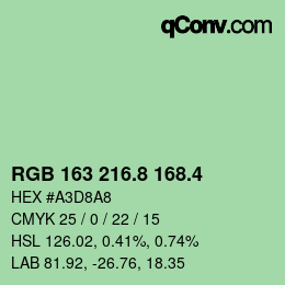 カラーコード: RGB 163 216.8 168.4 | qconv.com