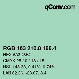 カラーコード: RGB 163 216.8 188.4 | qconv.com