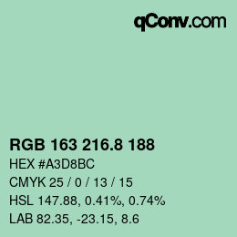 カラーコード: RGB 163 216.8 188 | qconv.com
