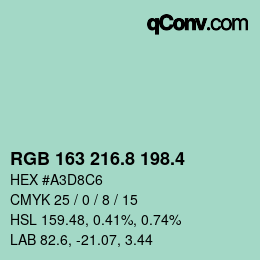 カラーコード: RGB 163 216.8 198.4 | qconv.com