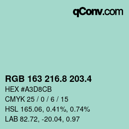 カラーコード: RGB 163 216.8 203.4 | qconv.com