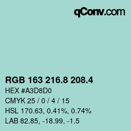 カラーコード: RGB 163 216.8 208.4 | qconv.com