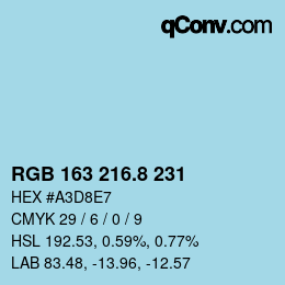 Color code: RGB 163 216.8 231 | qconv.com
