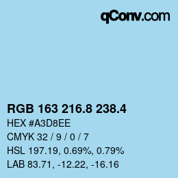 カラーコード: RGB 163 216.8 238.4 | qconv.com