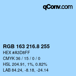 Color code: RGB 163 216.8 255 | qconv.com