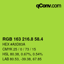 カラーコード: RGB 163 216.8 58.4 | qconv.com