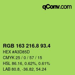 カラーコード: RGB 163 216.8 93.4 | qconv.com