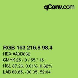 カラーコード: RGB 163 216.8 98.4 | qconv.com