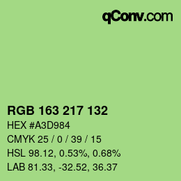 Color code: RGB 163 217 132 | qconv.com