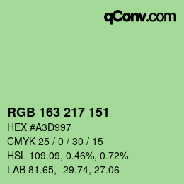 颜色代码: RGB 163 217 151 | qconv.com