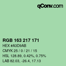 Color code: RGB 163 217 171 | qconv.com