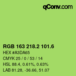 カラーコード: RGB 163 218.2 101.6 | qconv.com