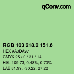 カラーコード: RGB 163 218.2 151.6 | qconv.com
