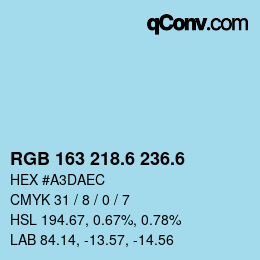 カラーコード: RGB 163 218.6 236.6 | qconv.com