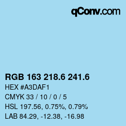 カラーコード: RGB 163 218.6 241.6 | qconv.com