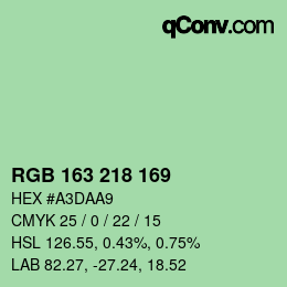 Color code: RGB 163 218 169 | qconv.com