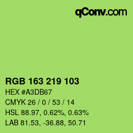 Color code: RGB 163 219 103 | qconv.com