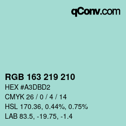 Color code: RGB 163 219 210 | qconv.com