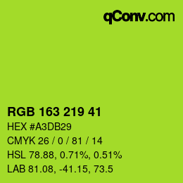 Color code: RGB 163 219 41 | qconv.com