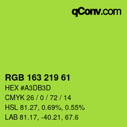 Color code: RGB 163 219 61 | qconv.com