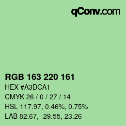 カラーコード: RGB 163 220 161 | qconv.com